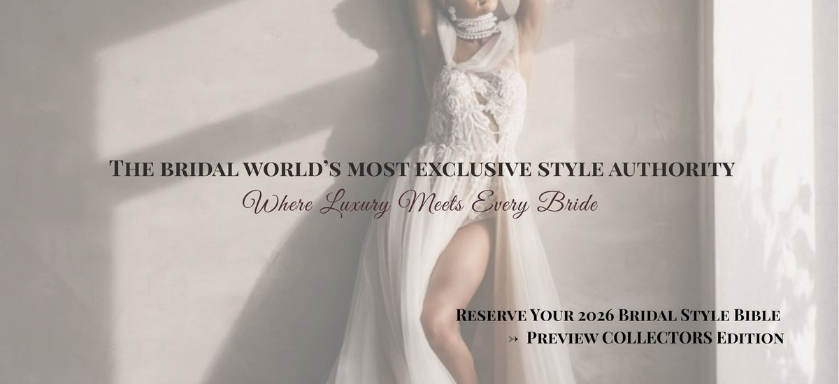 Woman in a bridal gown with text about a bridal style bible