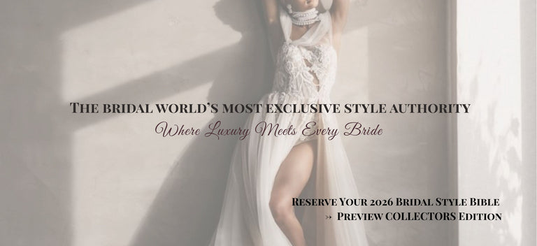 Woman in a bridal gown with text about a bridal style bible